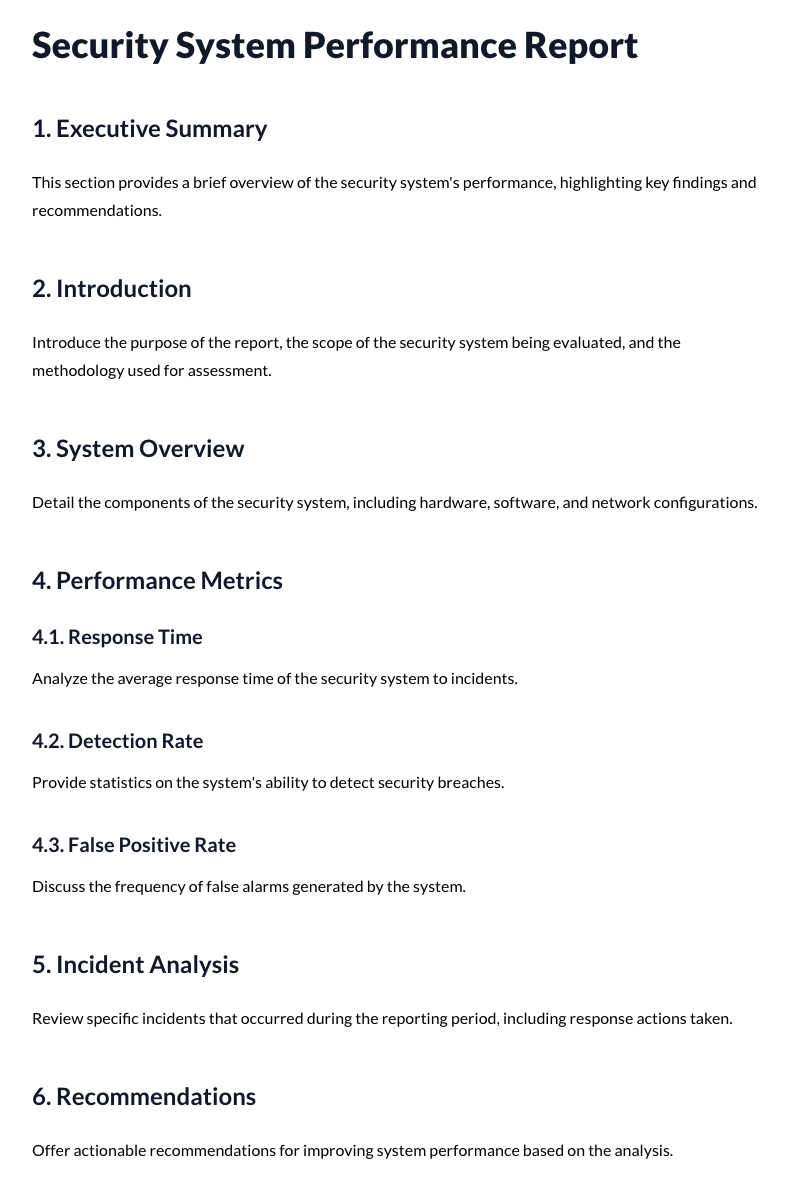 Security System Performance Reports