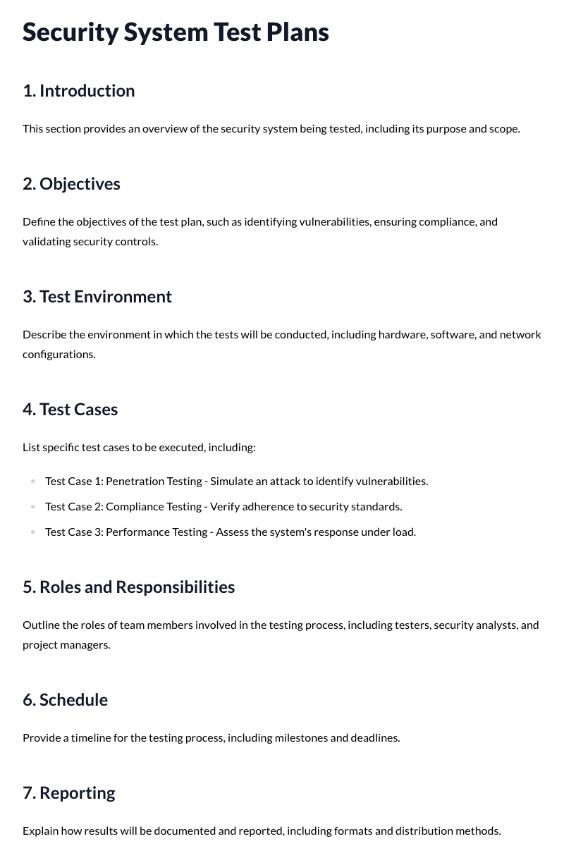 Security System Test Plans