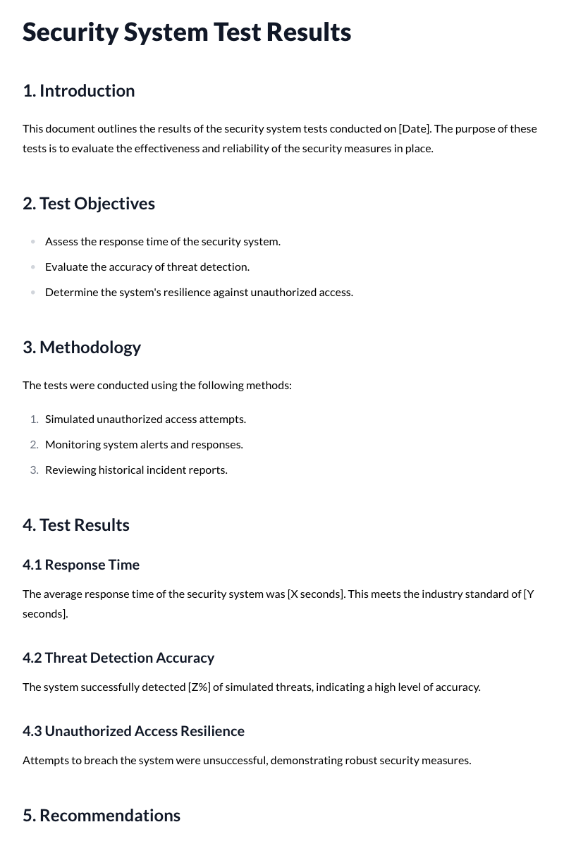 Security System Test Results