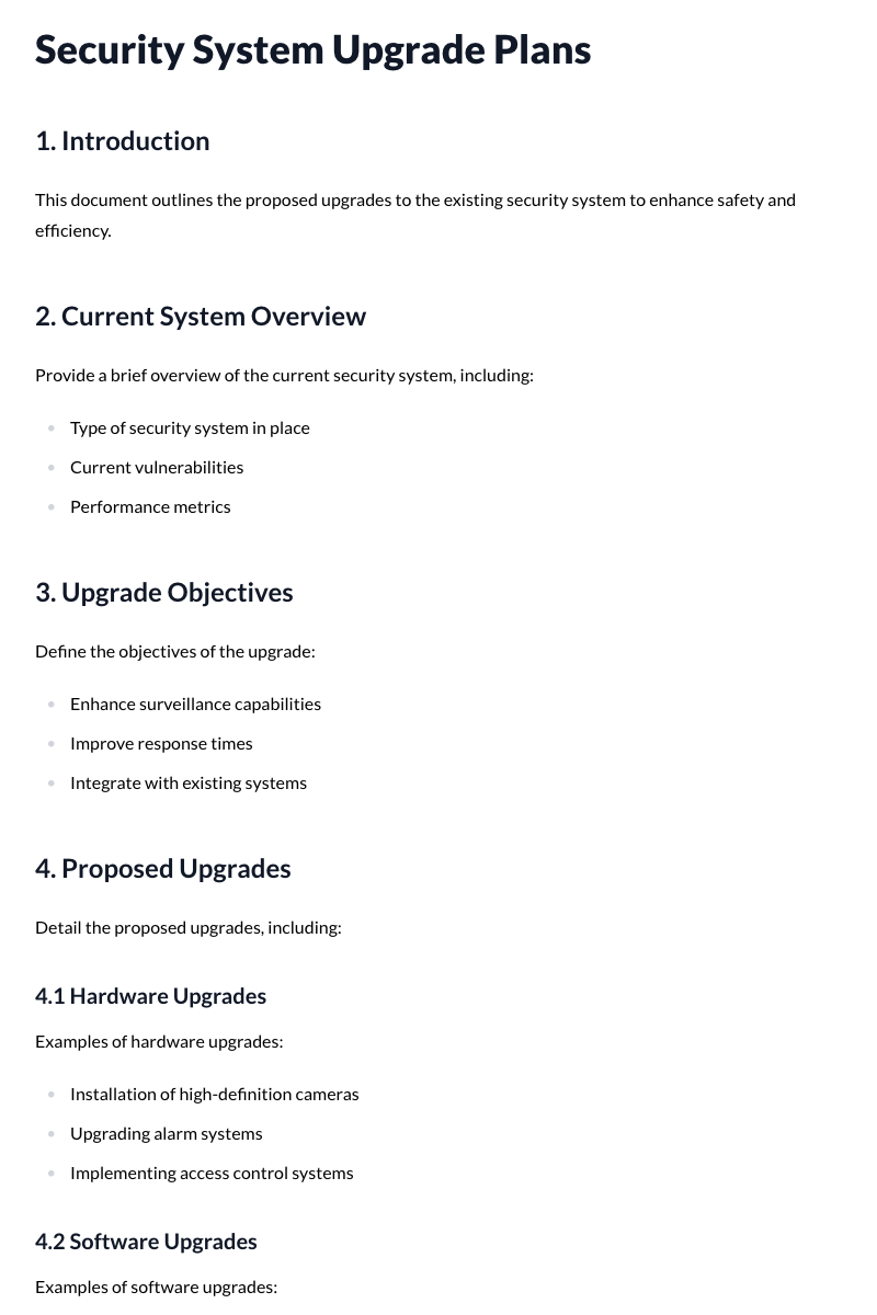 Security System Upgrade Plans