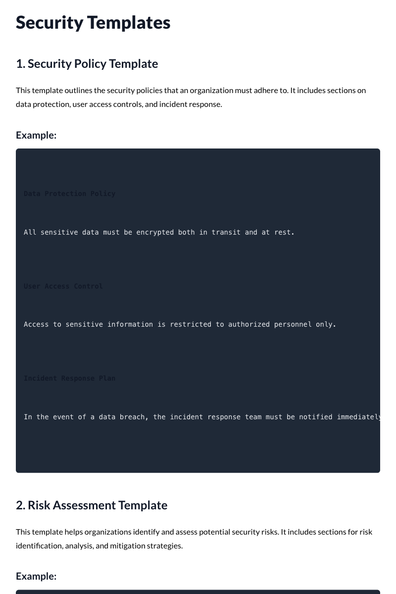 Security Templates