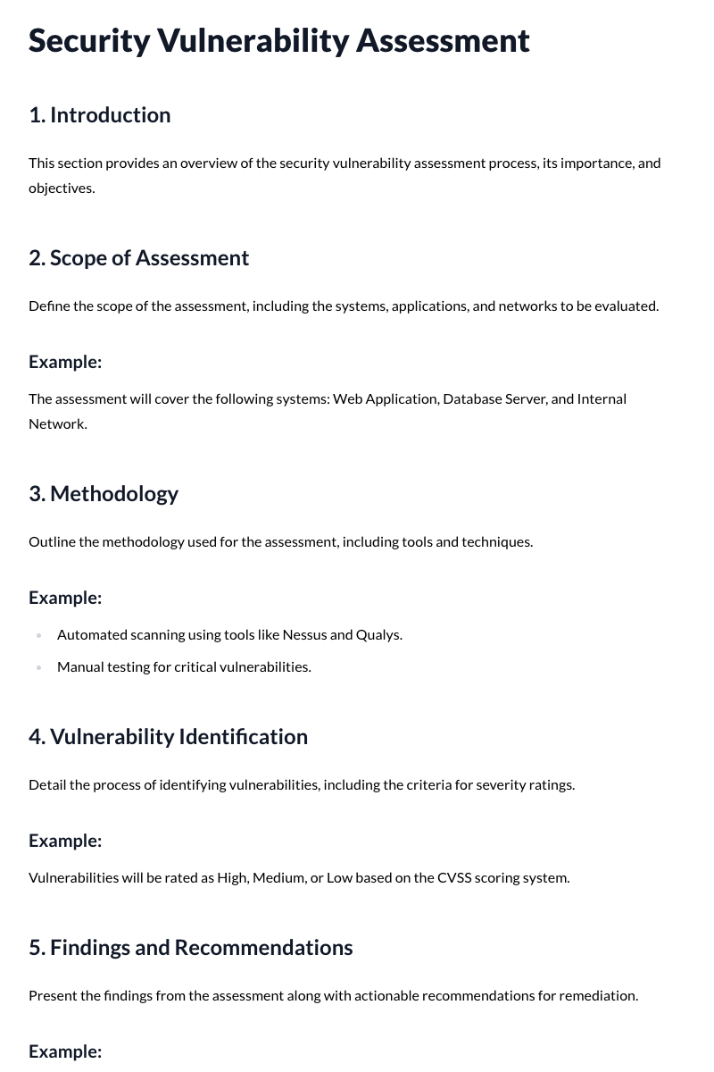 Security Vulnerability Assessment Template