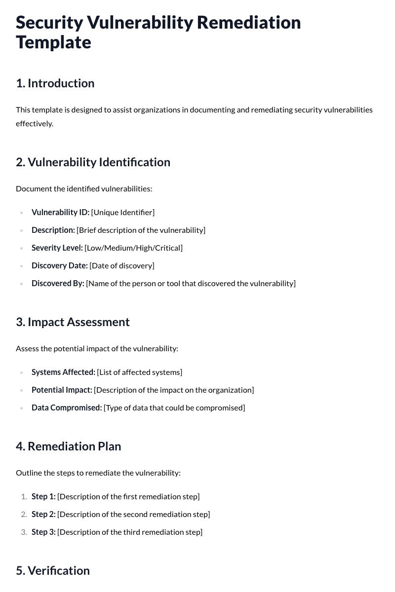 Security Vulnerability Remediation Template