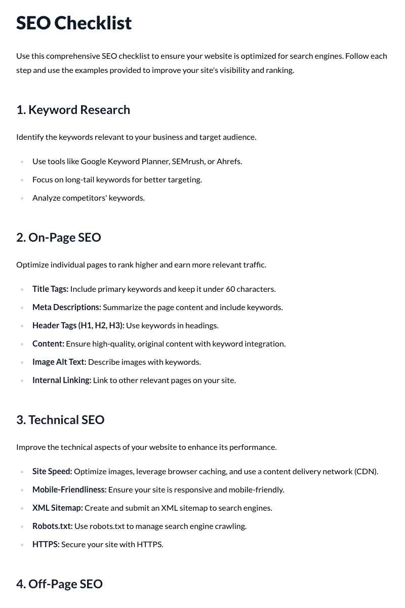 SEO Checklist