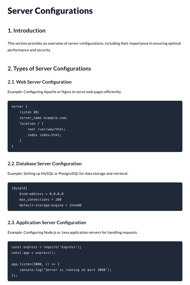 Server Configurations