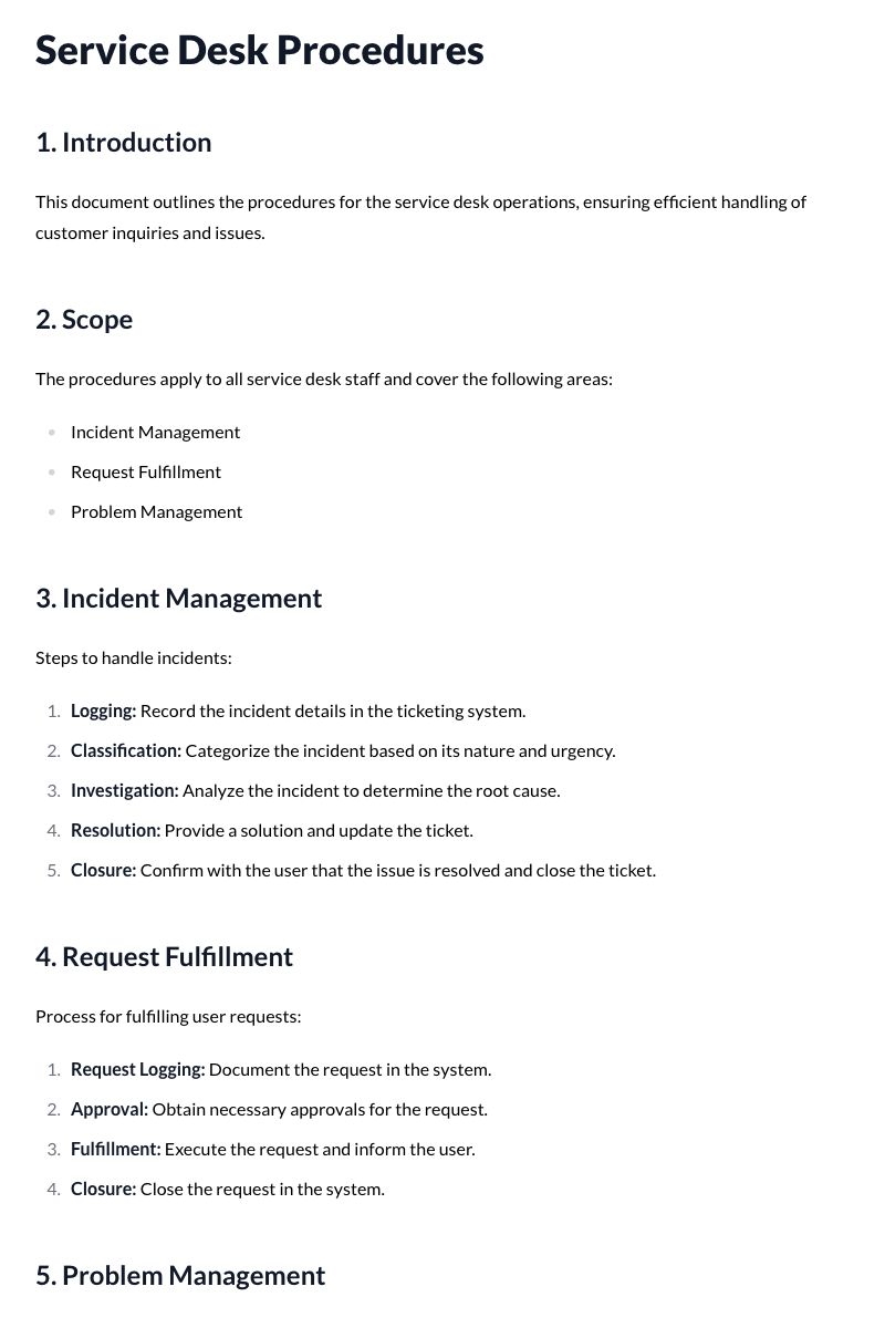 Service Desk Procedures