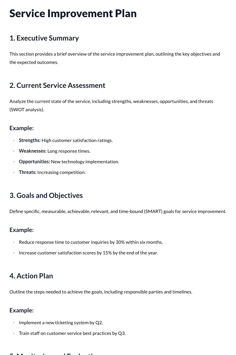 Service Improvement Plan