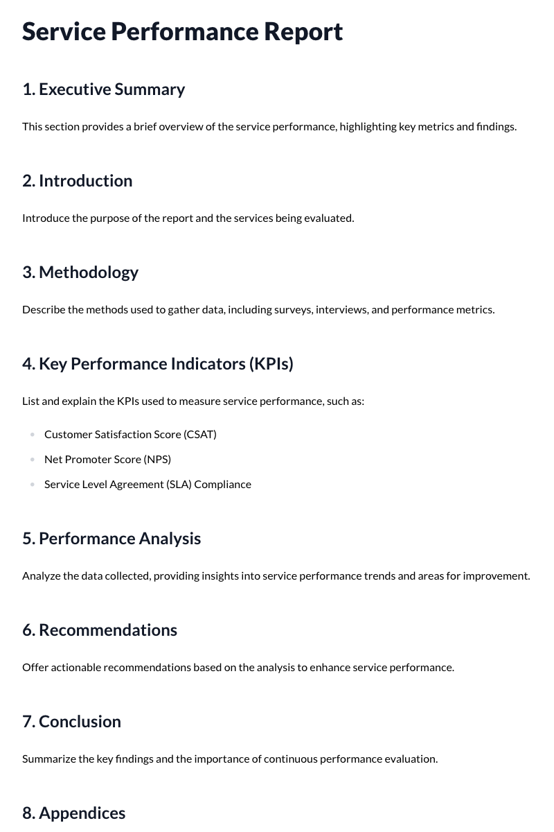 Service Performance Report
