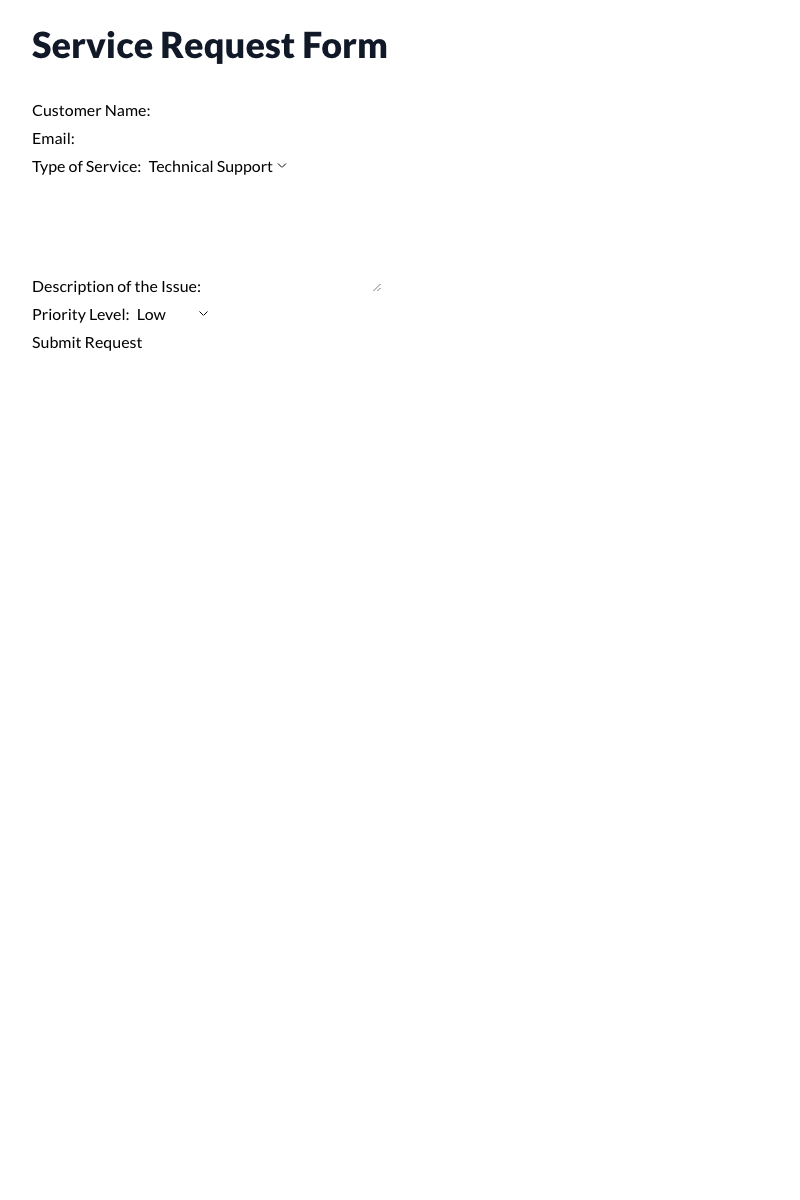 Service Request Form Template