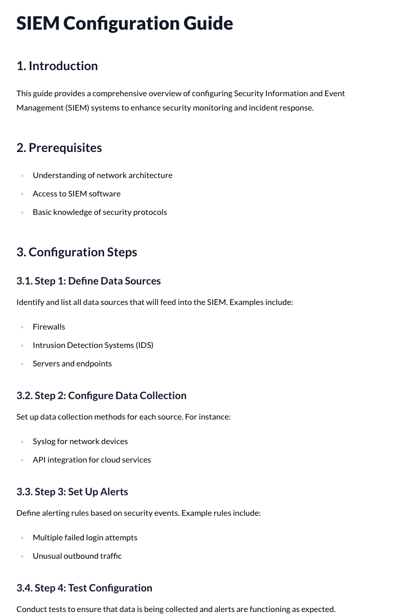 SIEM Configuration Guide Template