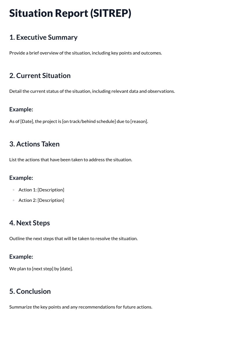Situation Reports (SITREPs) Template