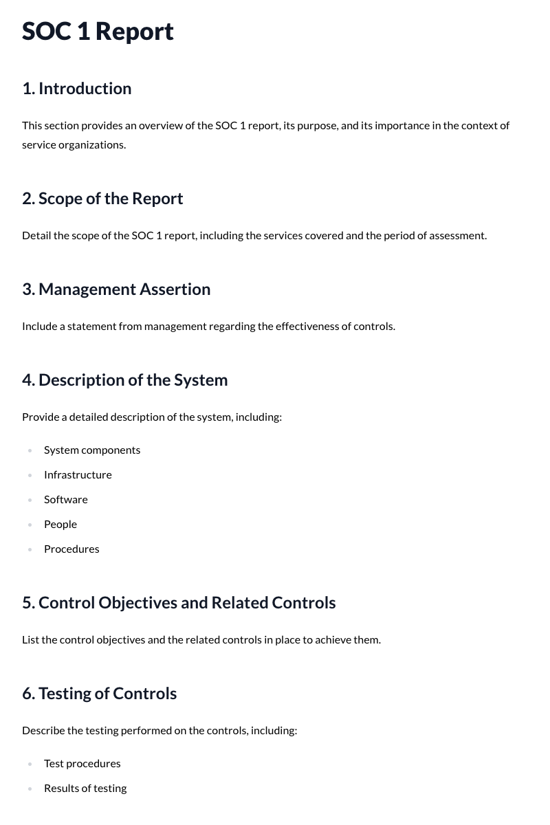 SOC 1 Report Template
