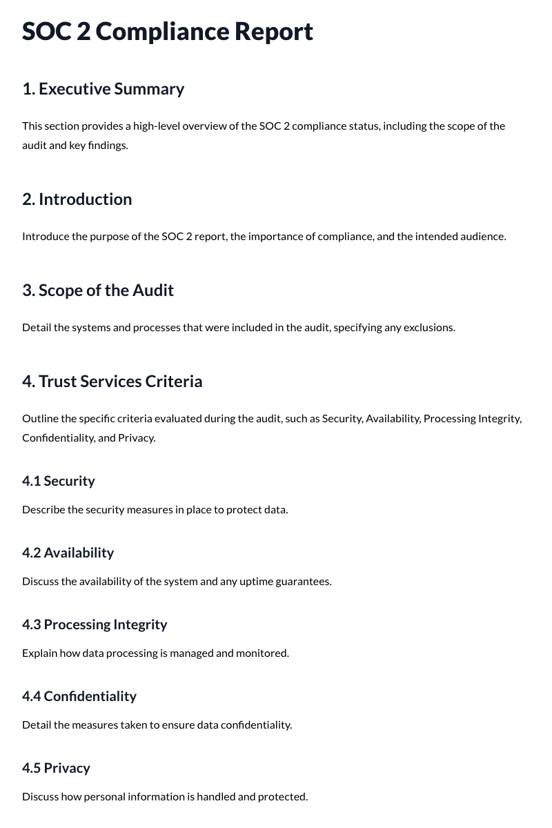 SOC 2 Compliance Report Template