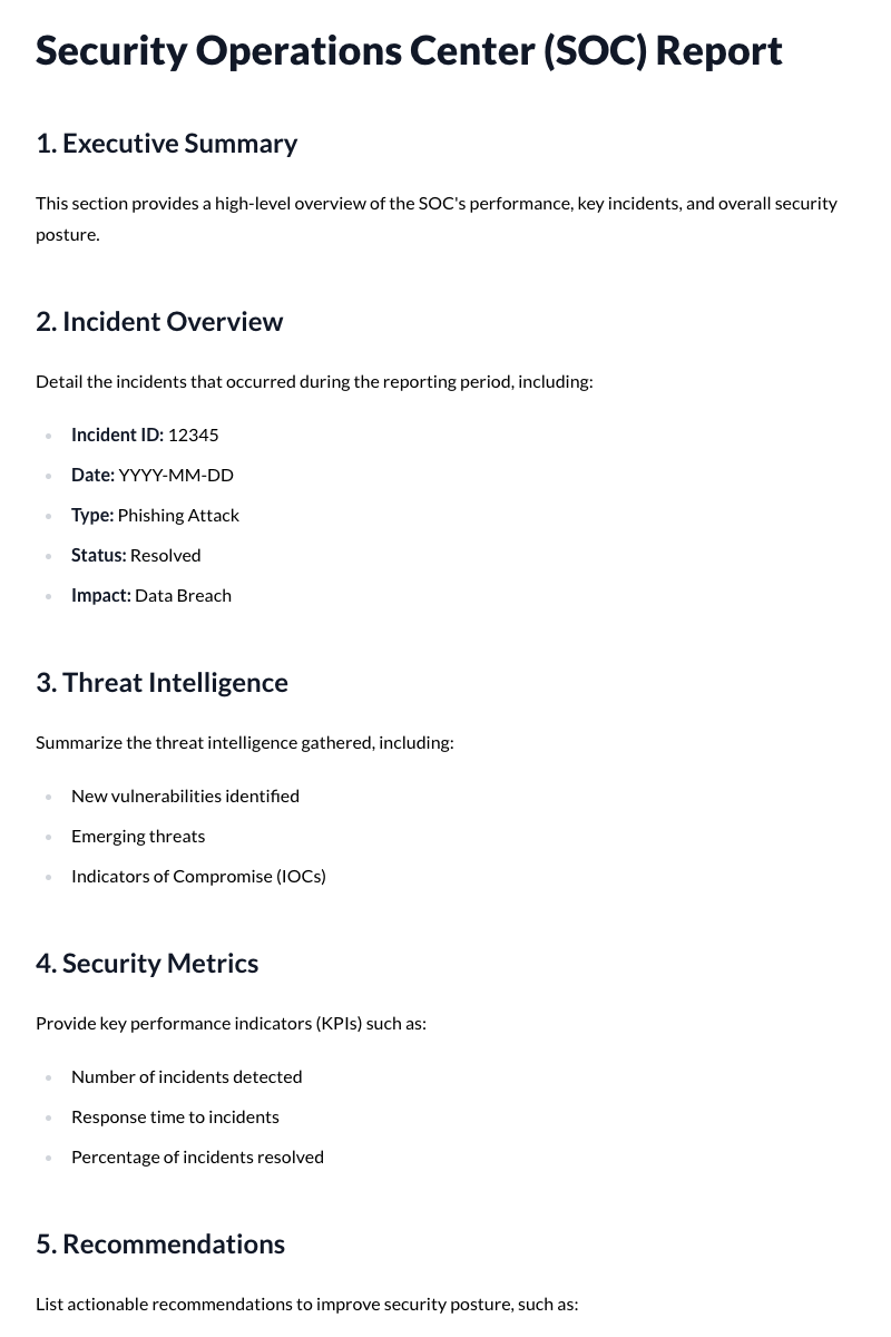 Security Operations Center (SOC) Report Template