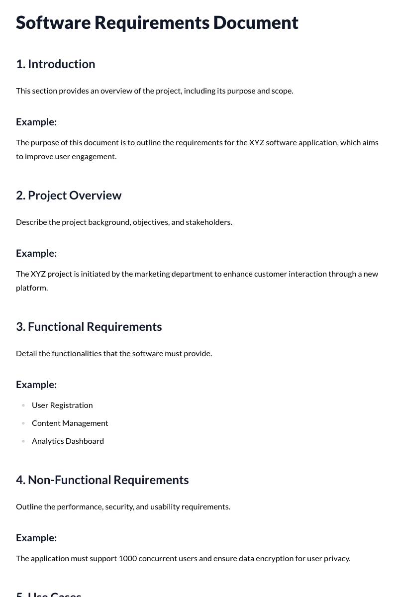Software Requirements Document Template