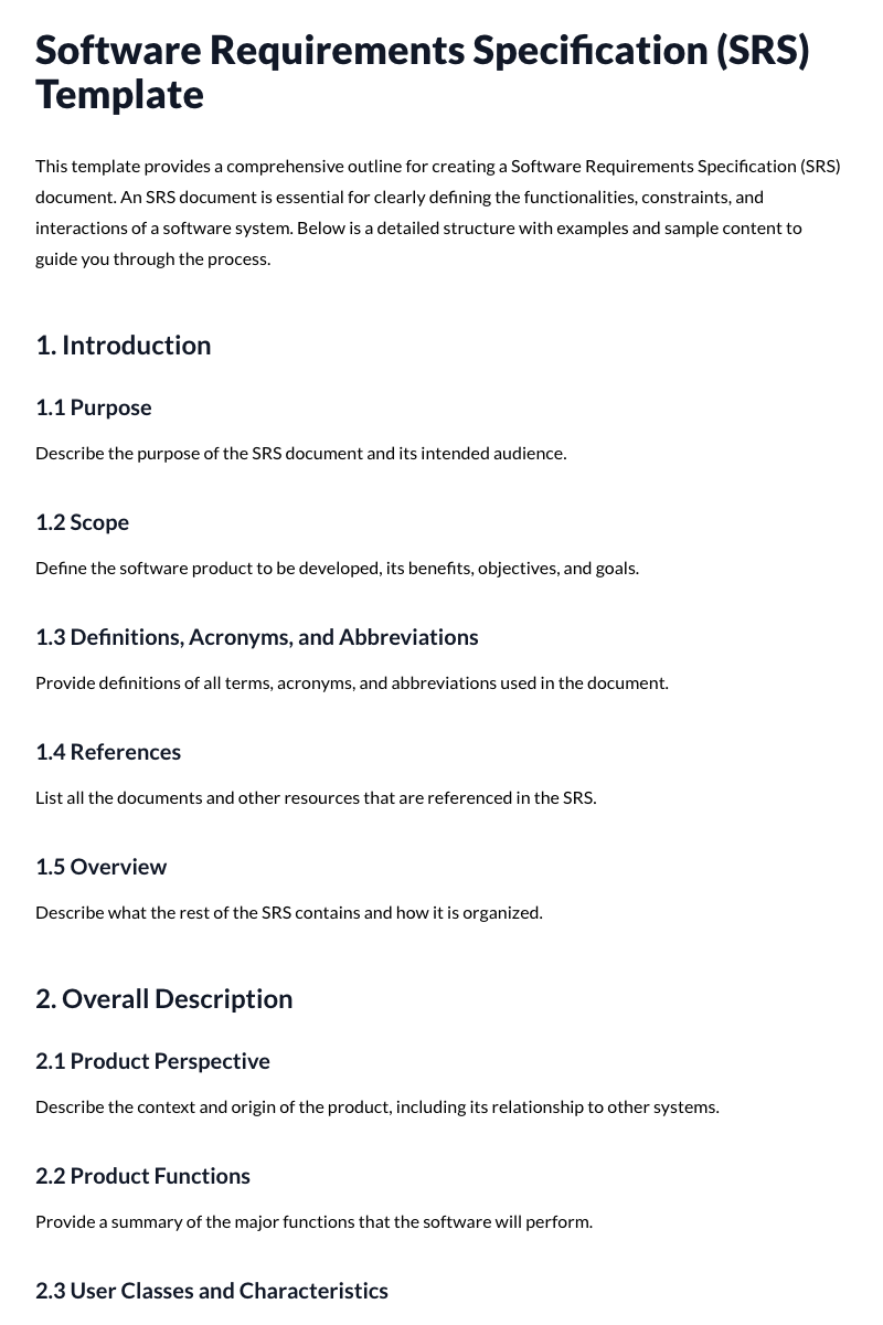 Software Requirements Specification (SRS) Template