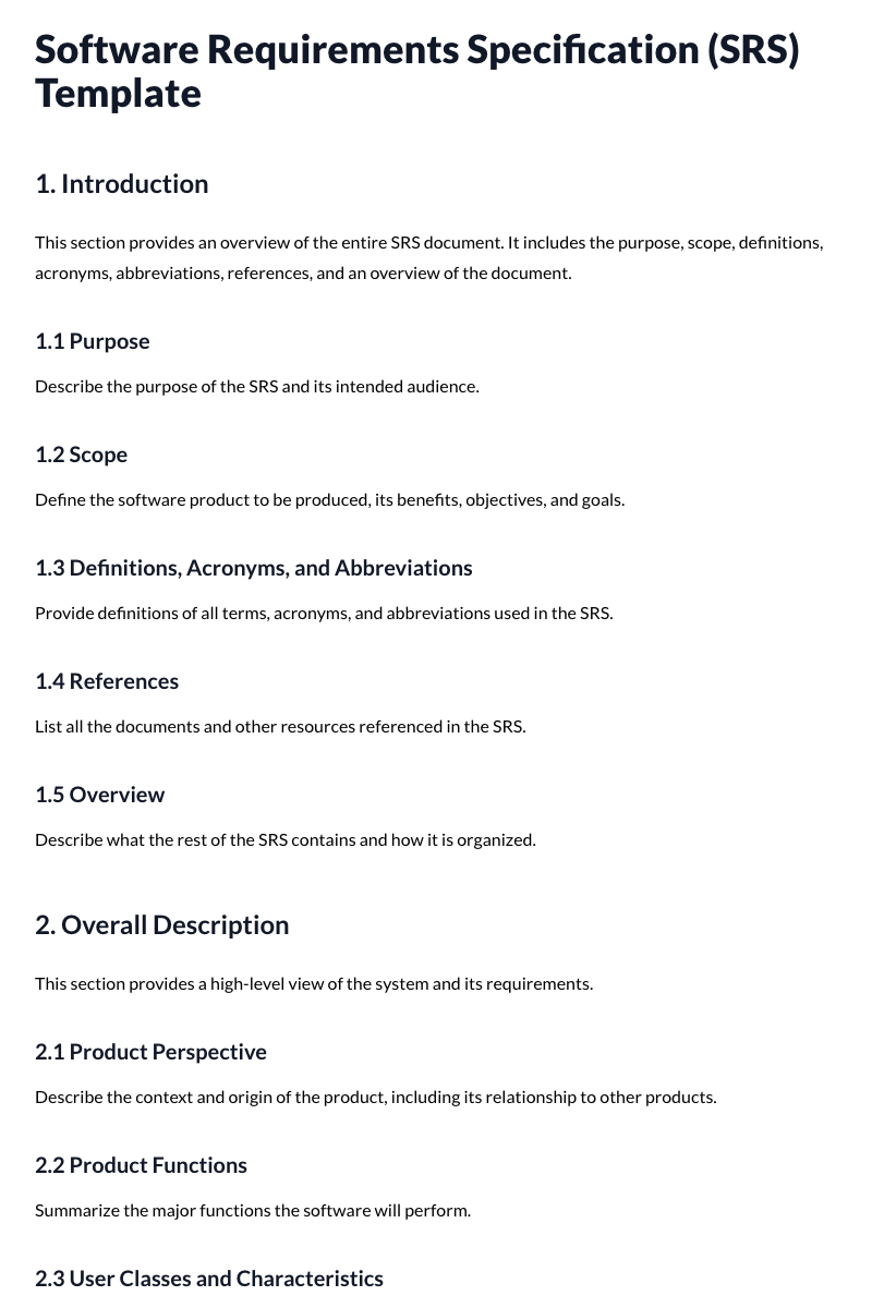 Software Requirements Specification Template