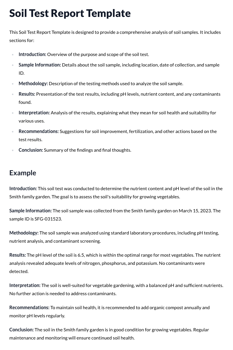 Soil Test Report Template