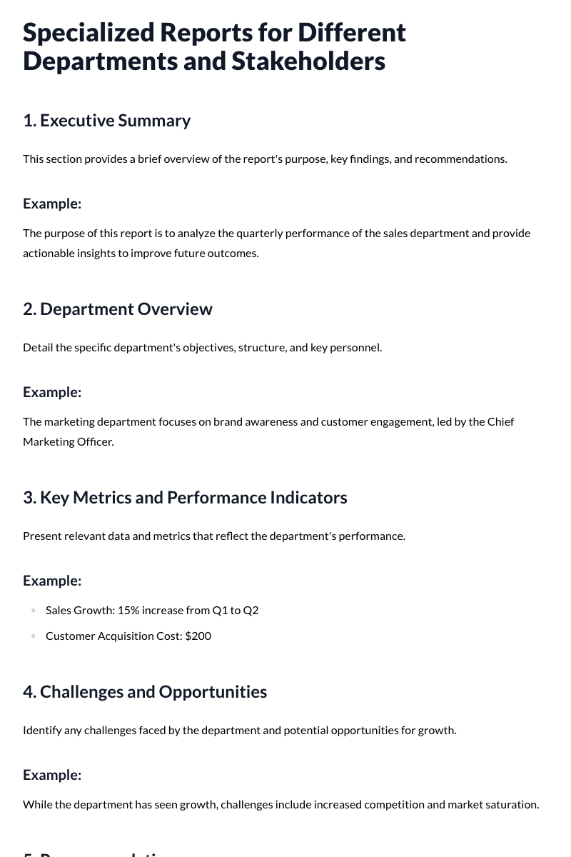 Specialized Reports for Different Departments and Stakeholders
