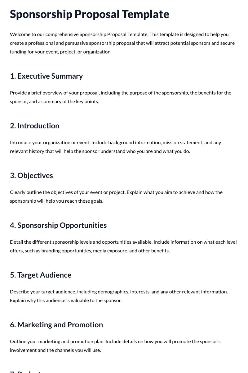 Sponsorship Proposal Template