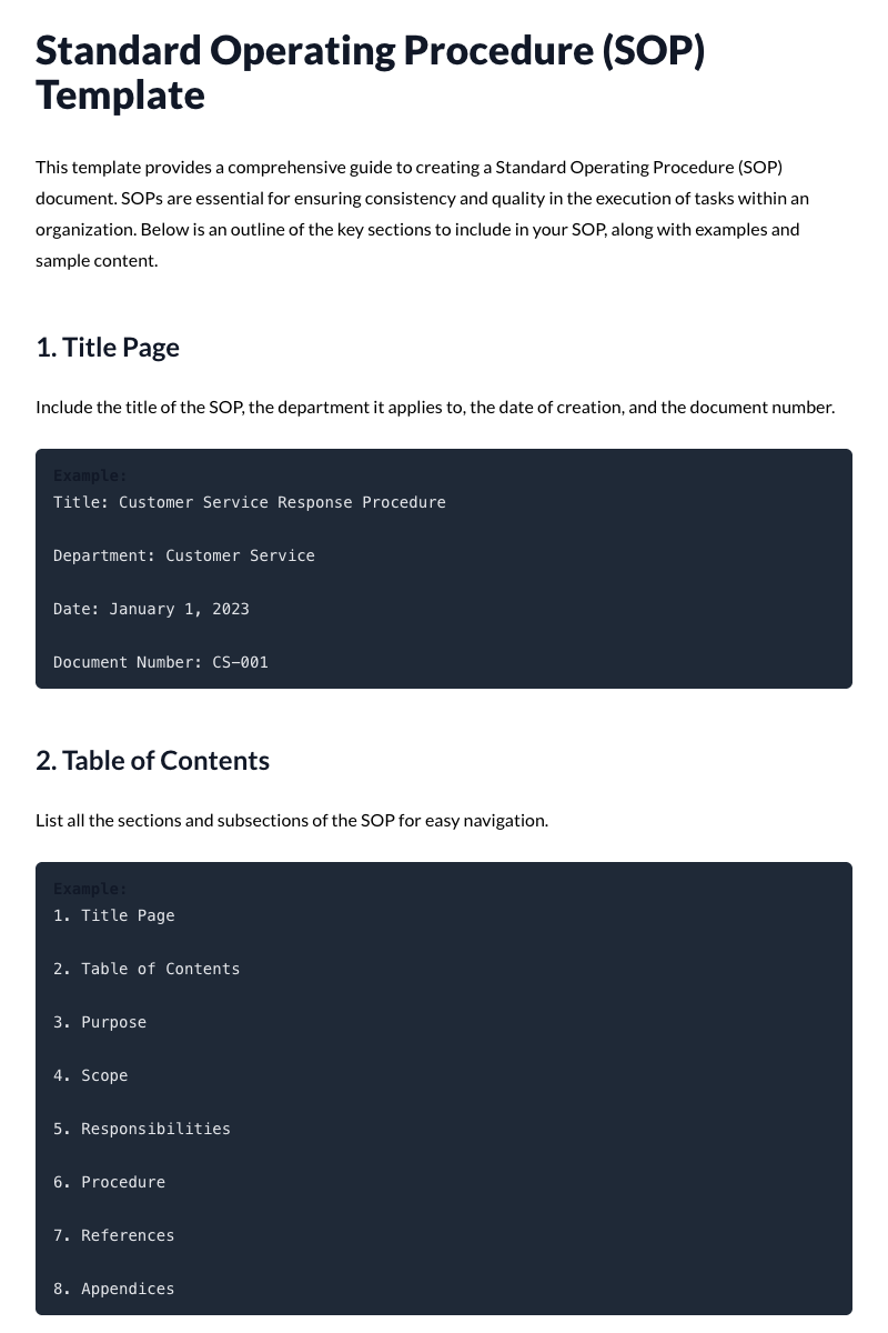 Standard Operating Procedure Template