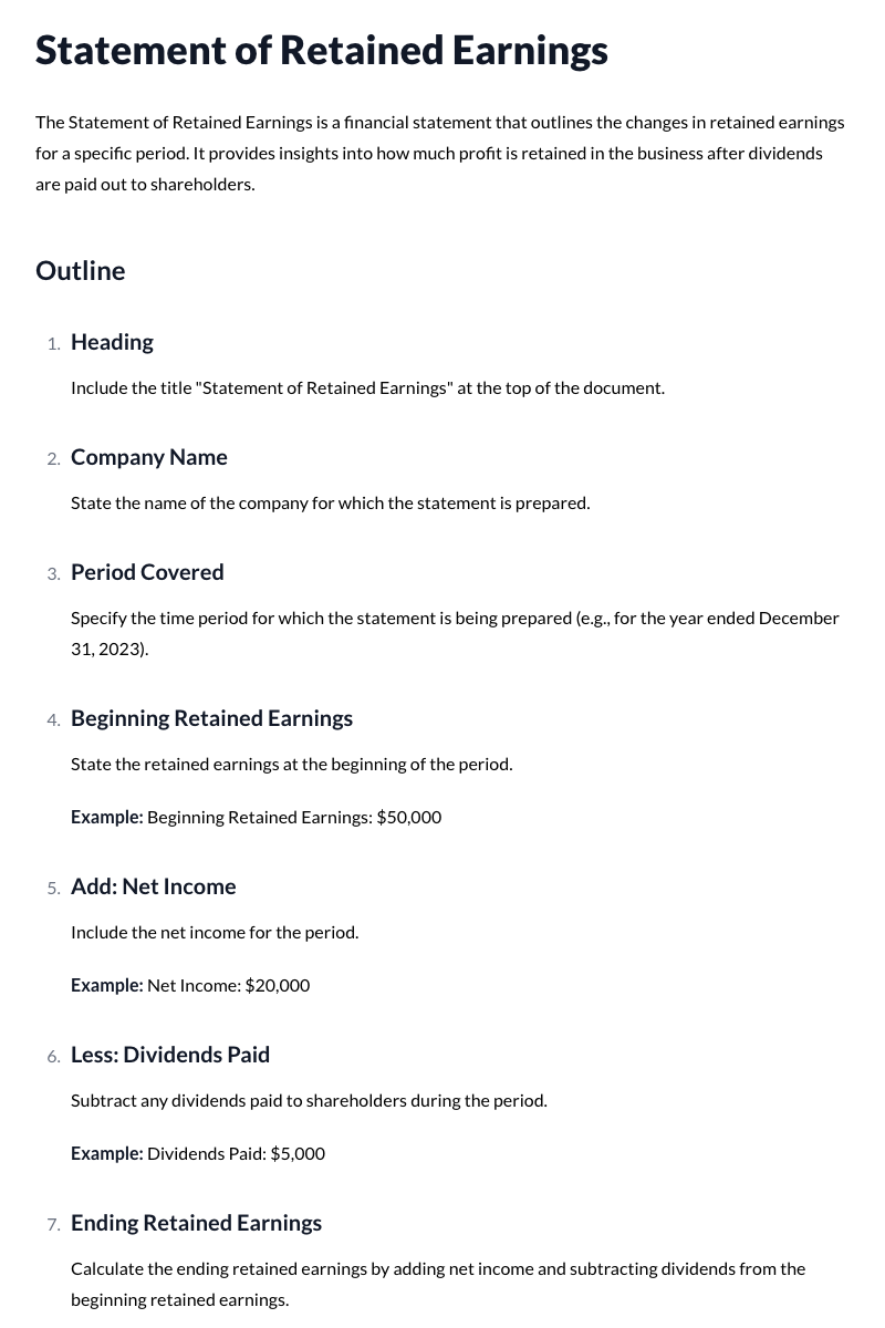 Statement of Retained Earnings