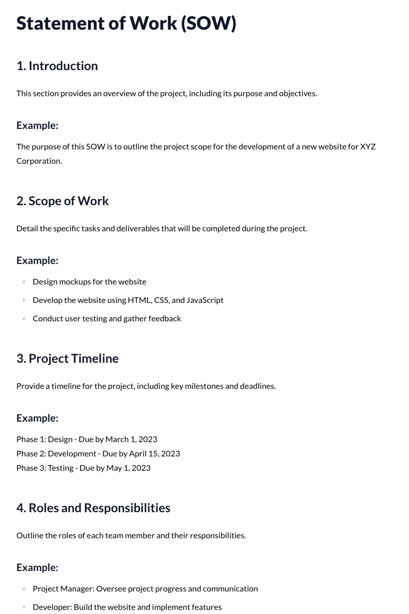 Statement of Work (SOW) Template