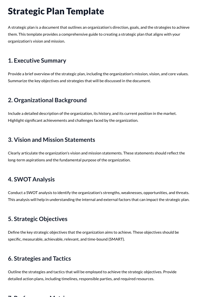 Strategic Plan Template