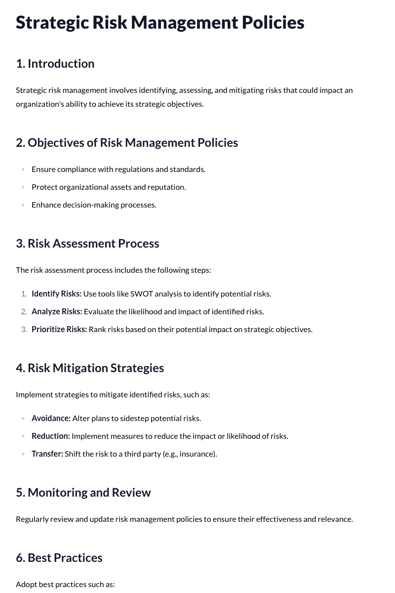 Strategic Risk Management Policies
