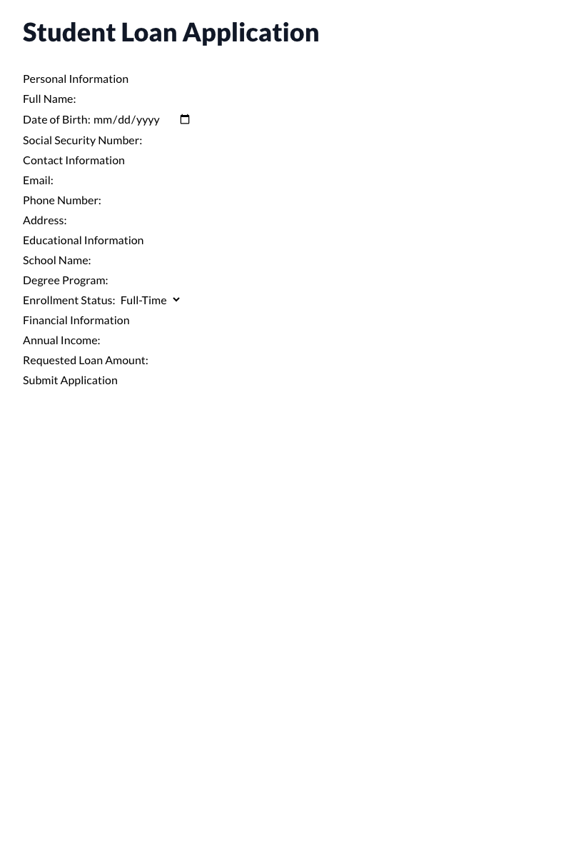 Student Loan Application Template