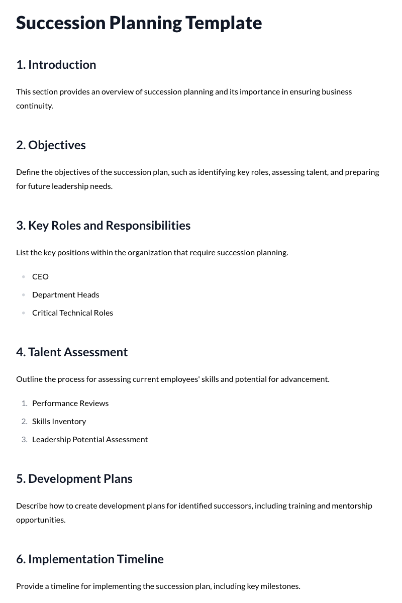Succession Planning Template