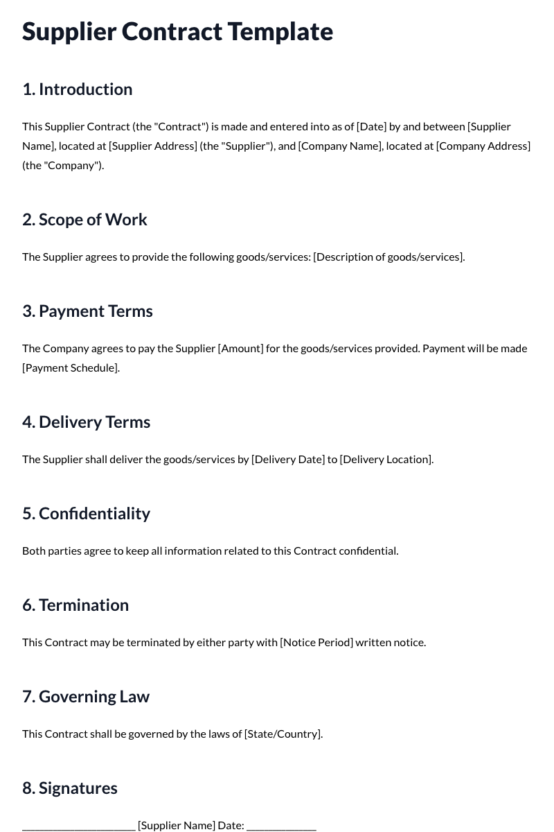 Supplier Contracts