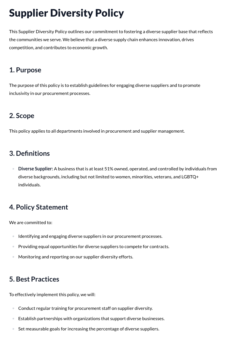 Supplier Diversity Policy
