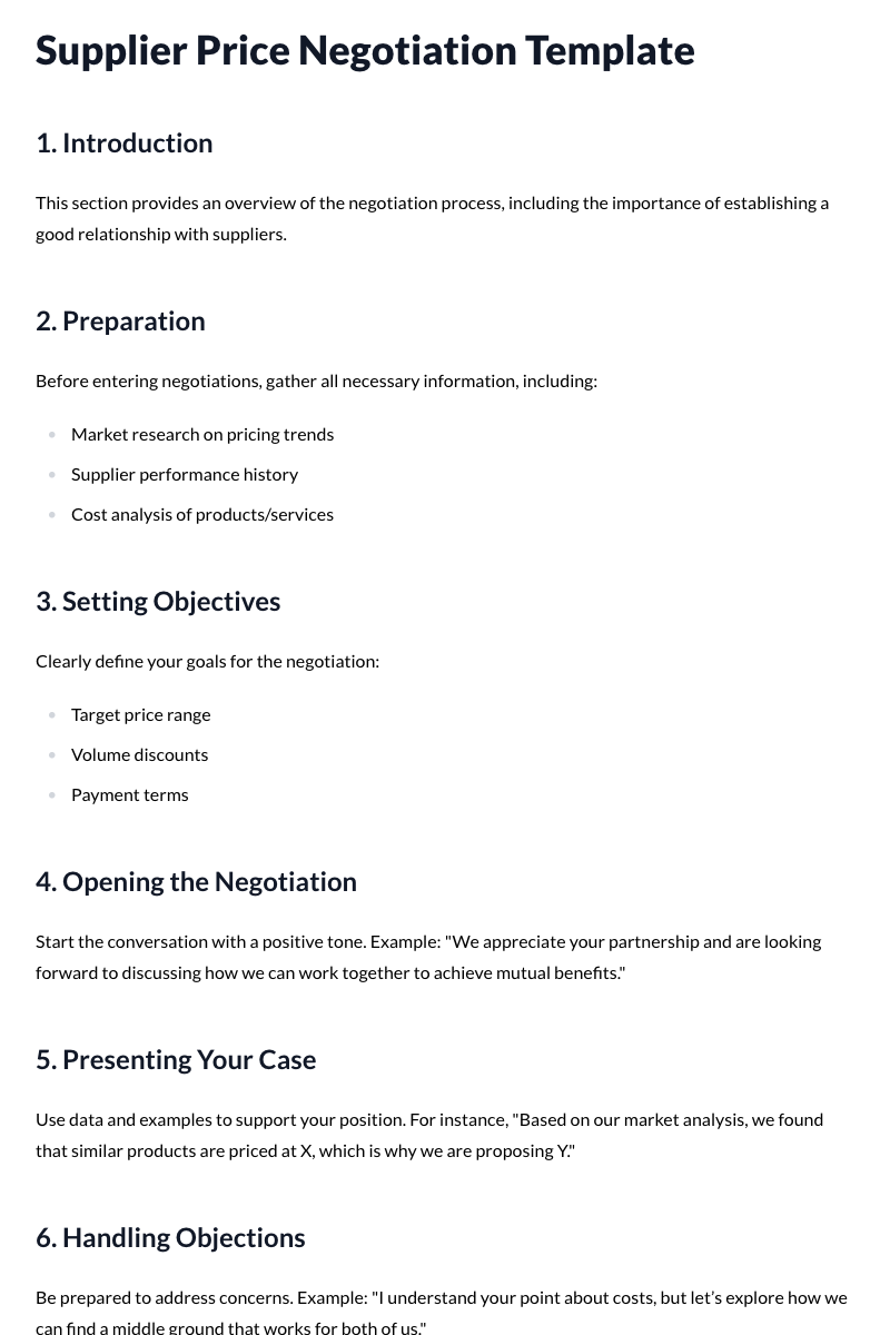 Supplier Price Negotiation