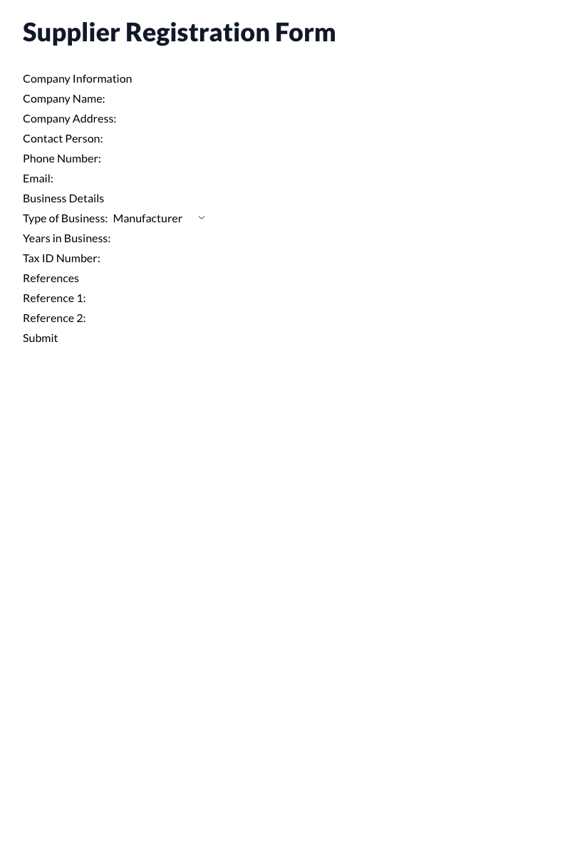 Supplier Registration Form