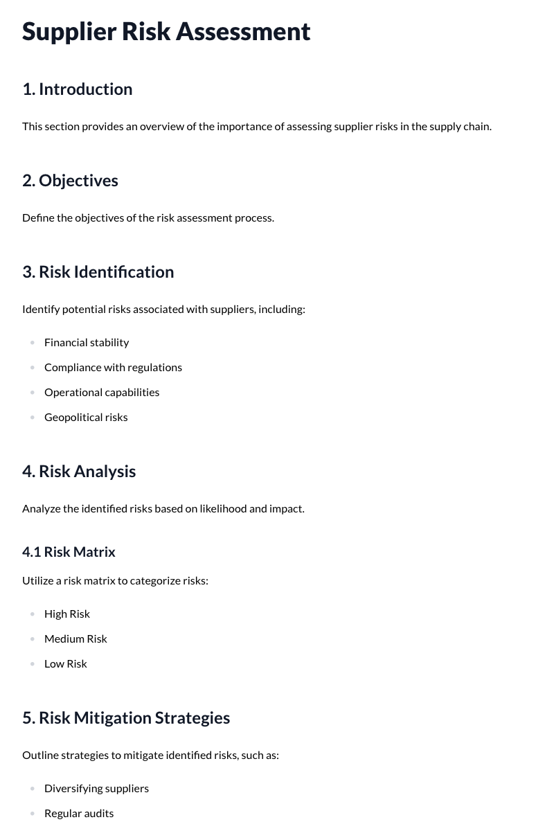 Supplier Risk Assessment