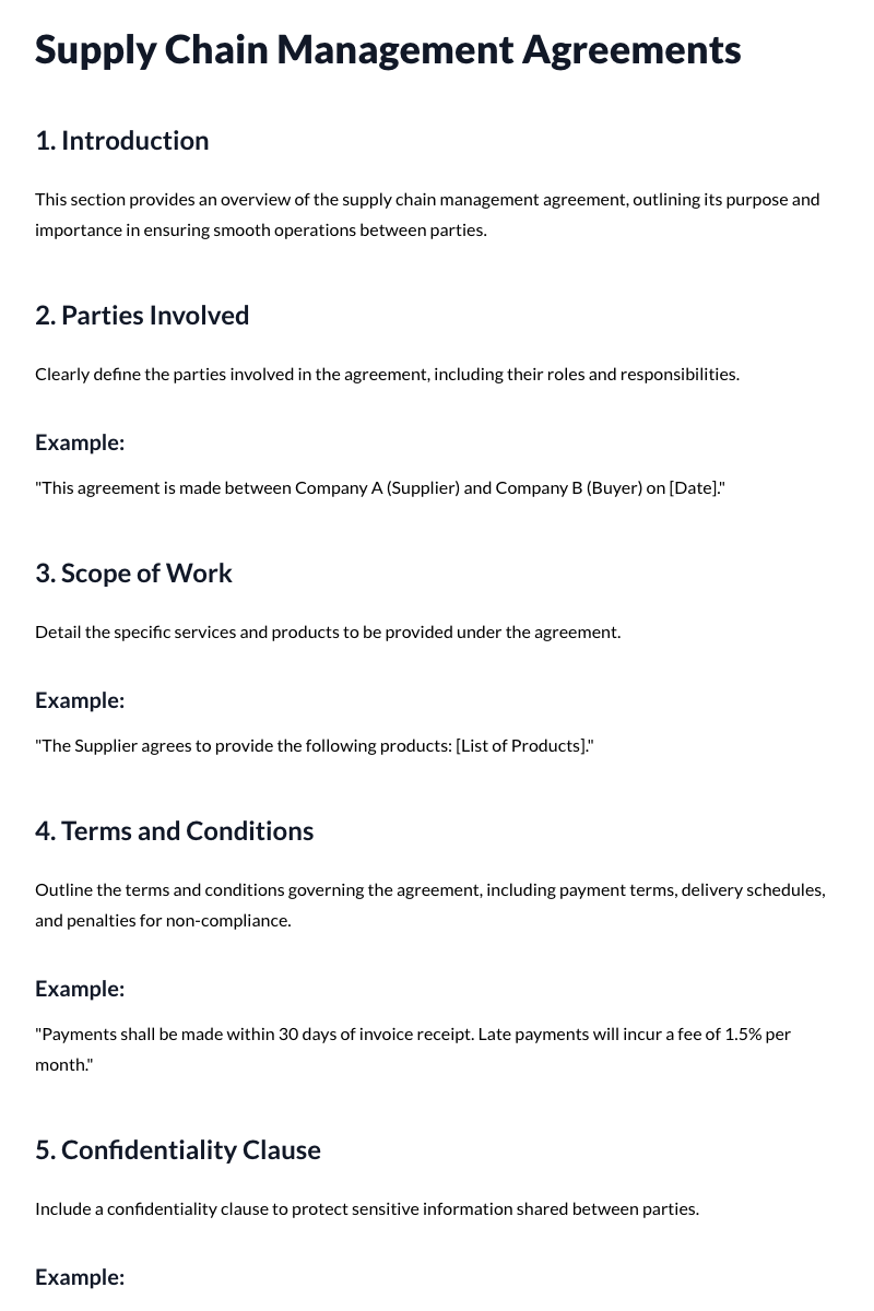 Supply Chain Management Agreements