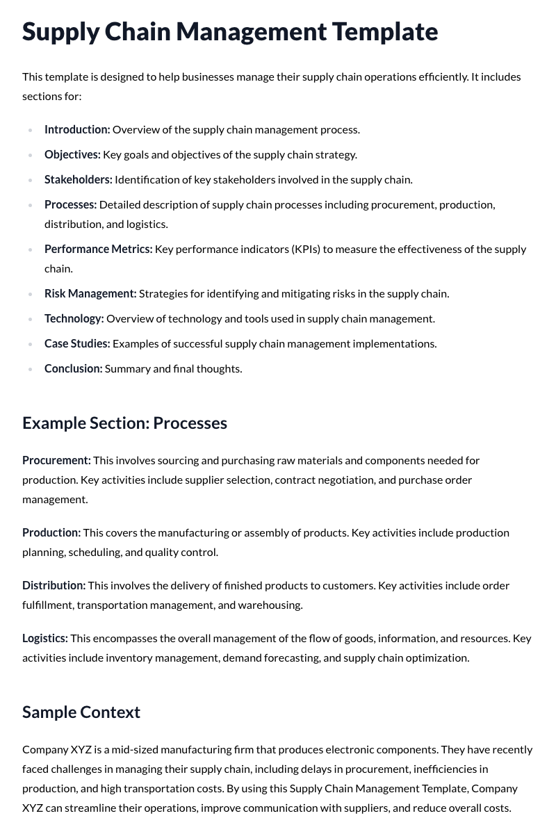 Supply Chain Management Template