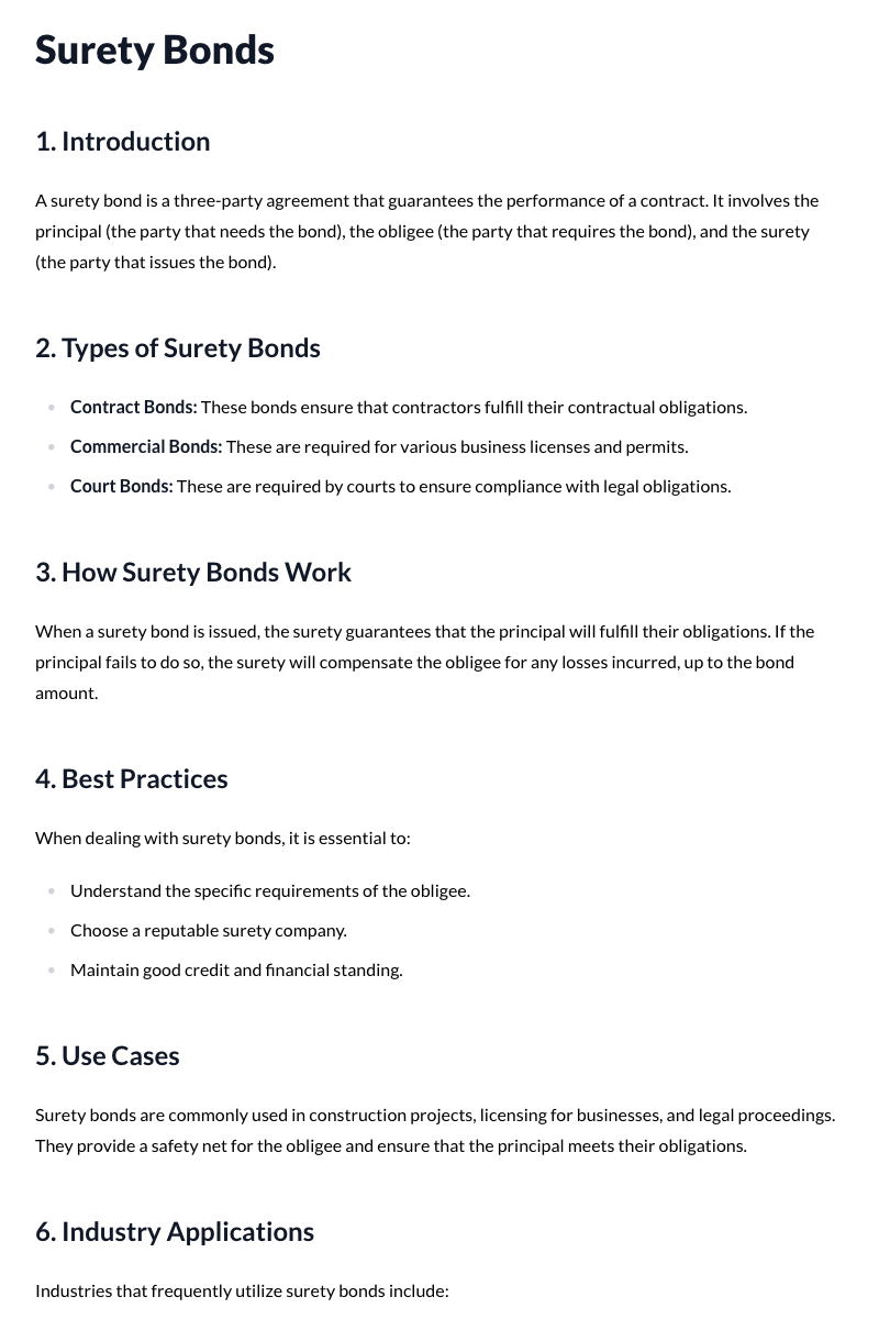 Surety Bonds Template