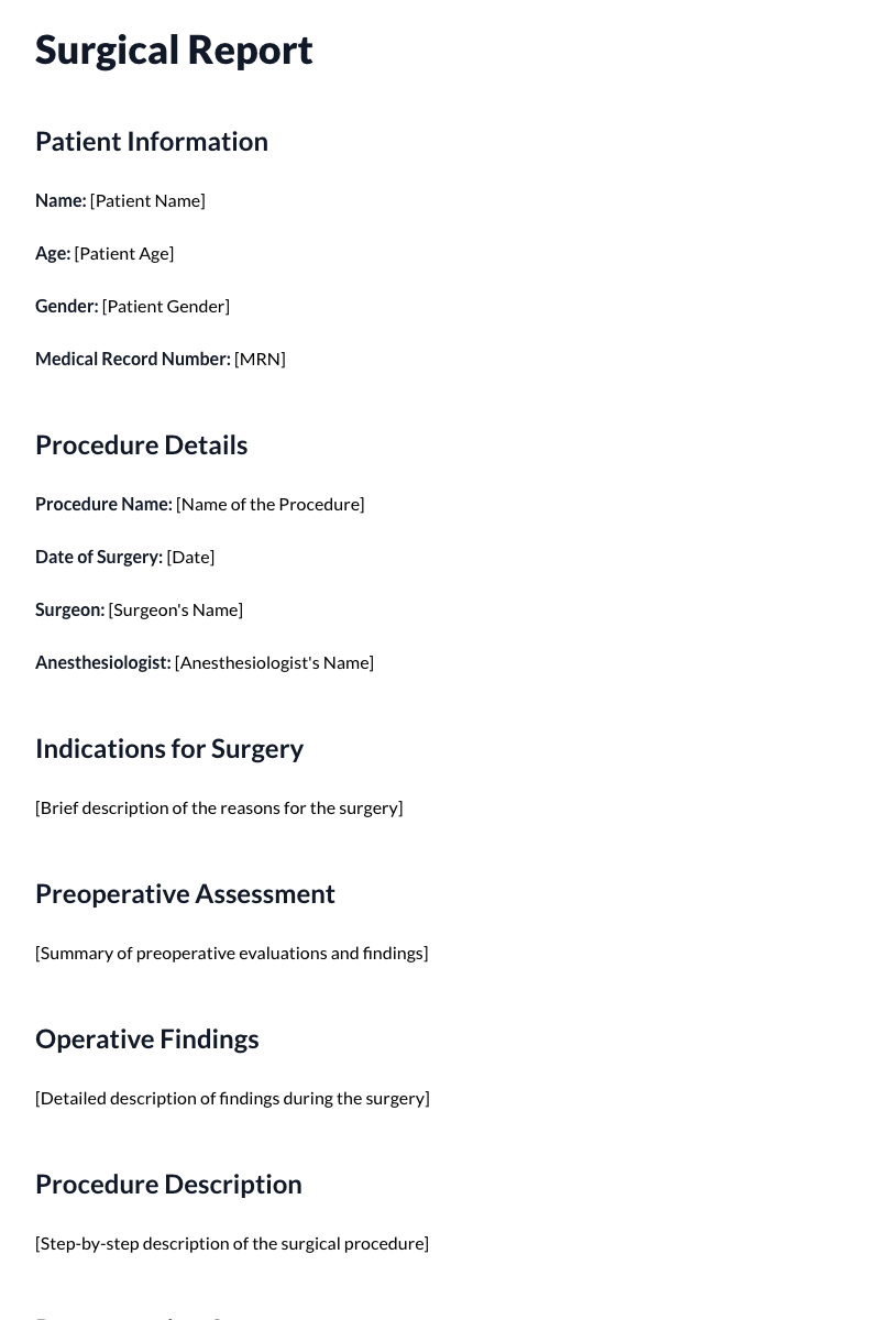 Surgical Reports Template