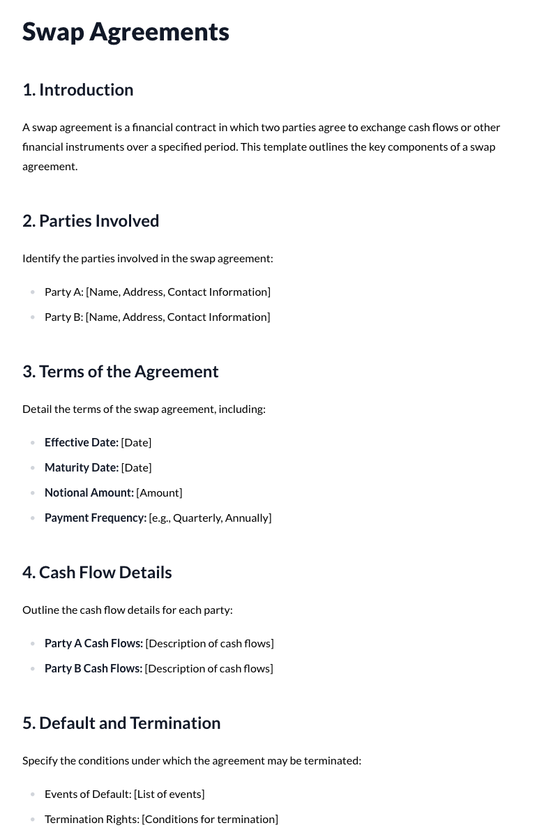Swap Agreements Template