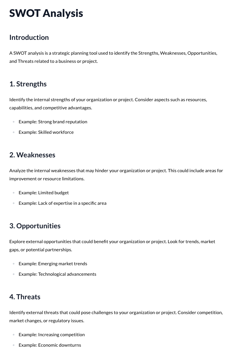 SWOT Analysis Template