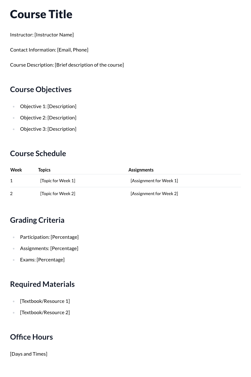 Syllabus Template