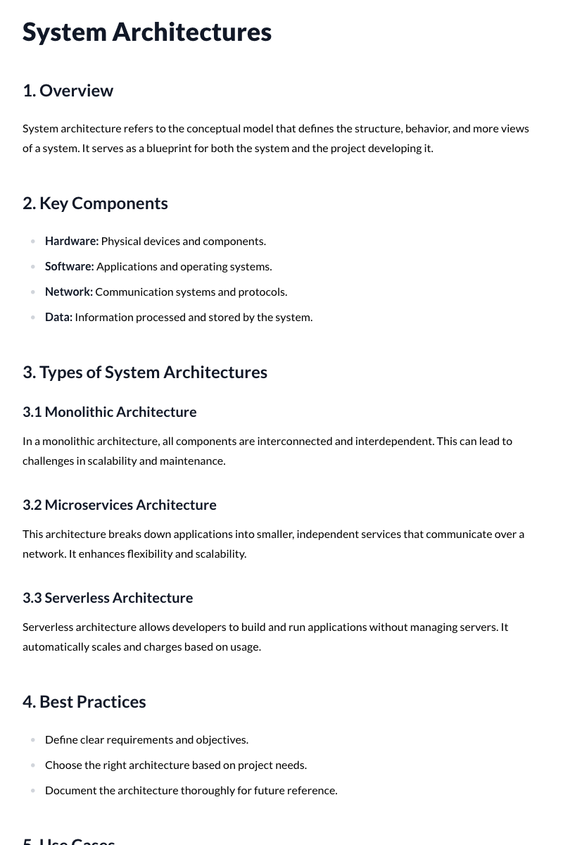 System Architectures