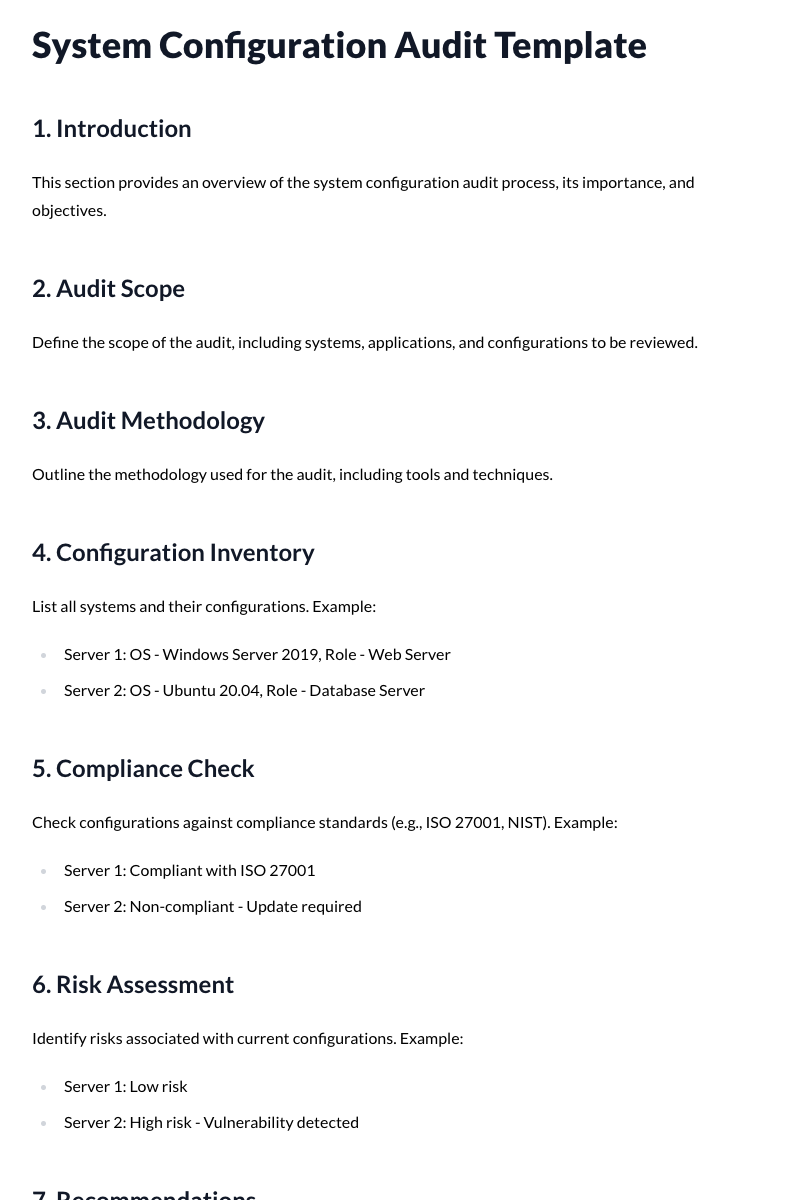 System Configuration Audit Template