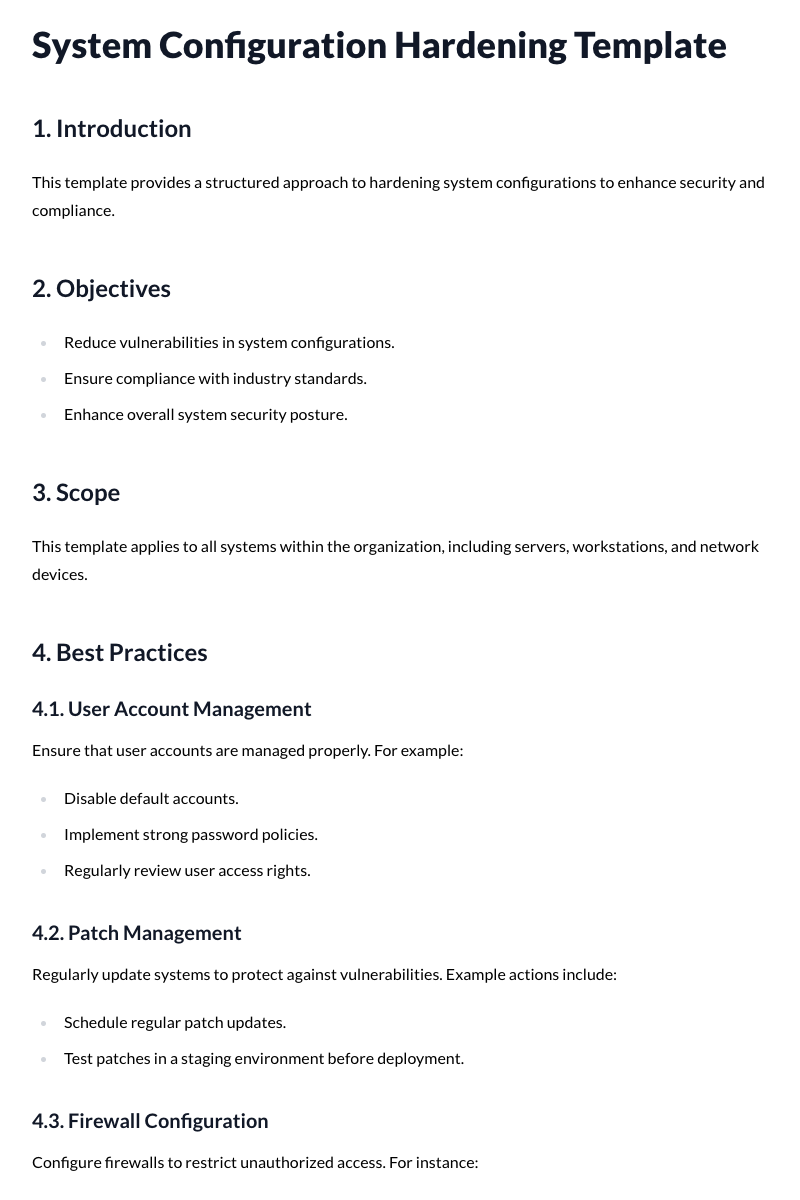 System Configuration Hardening Template