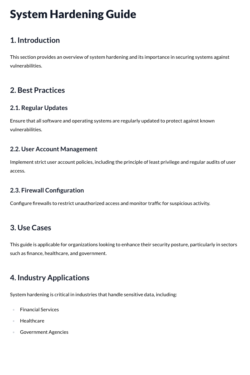 System Hardening Guide Template