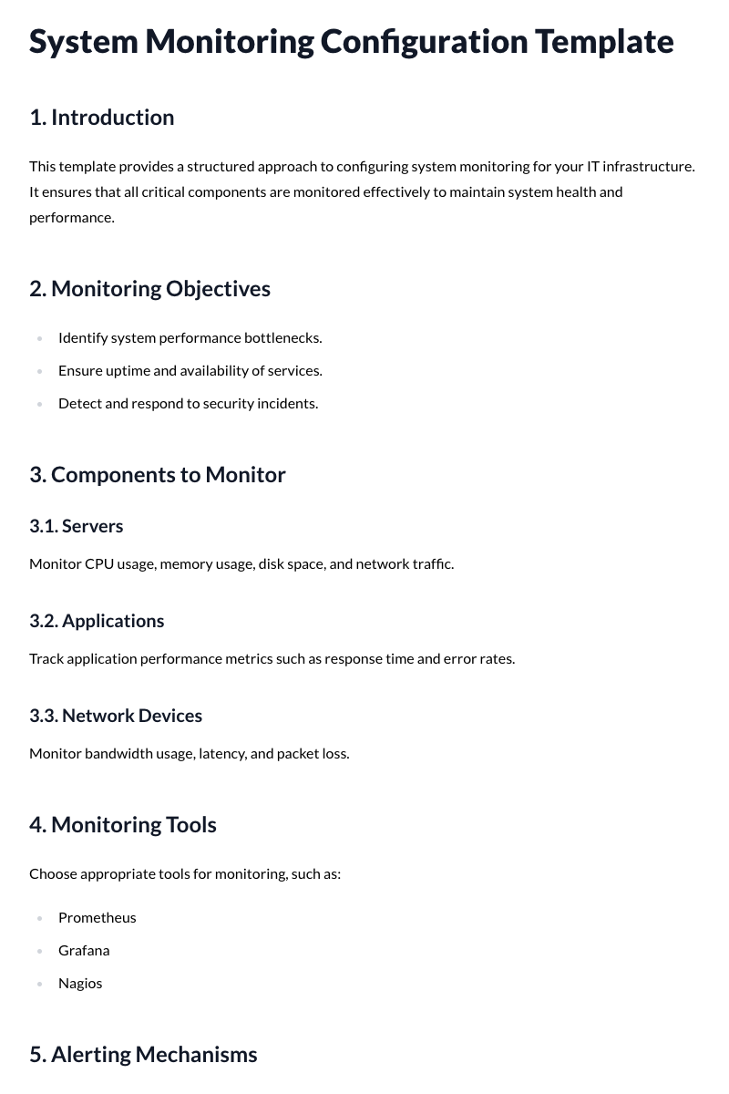 System Monitoring Configuration Template