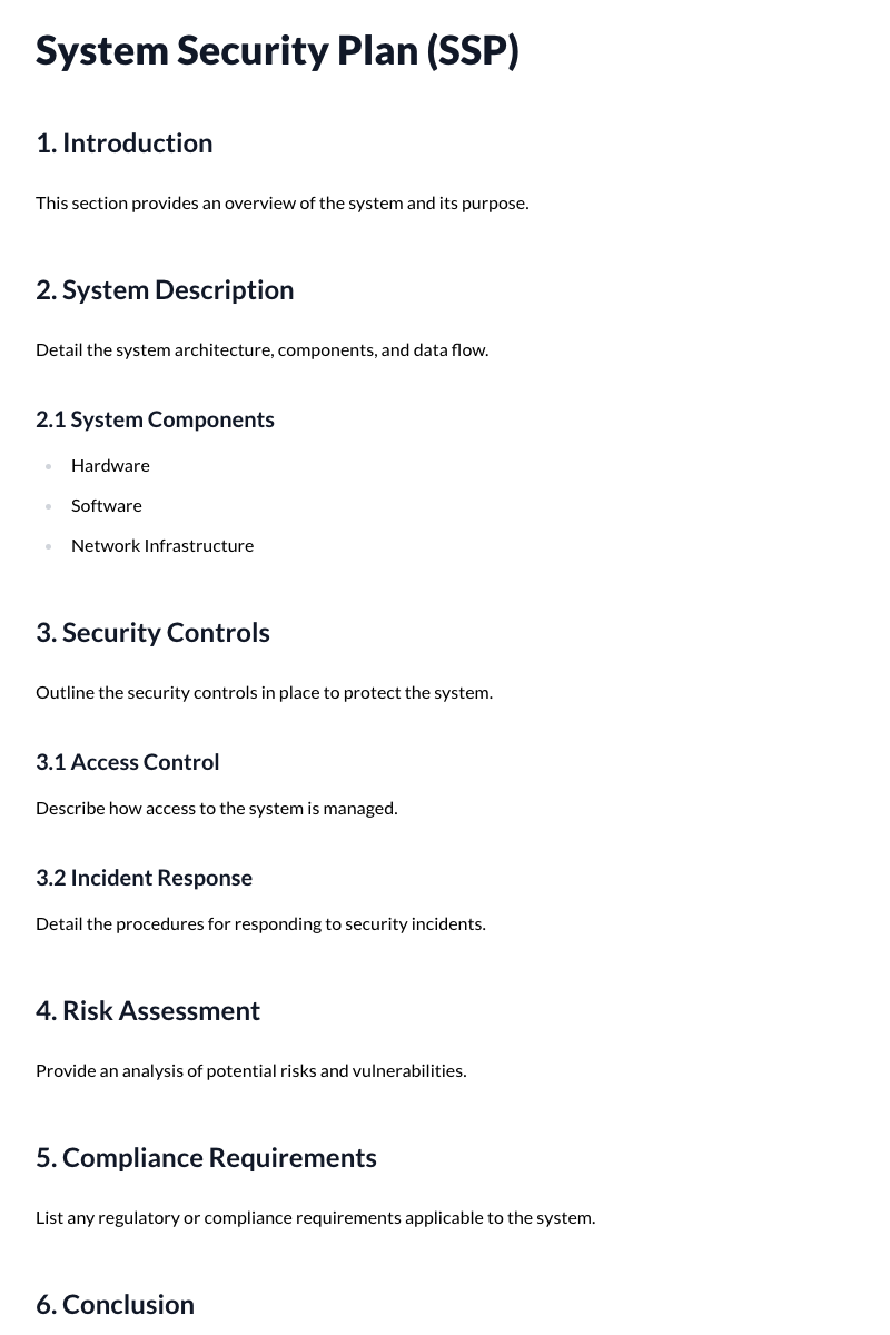 System Security Plan (SSP) Template