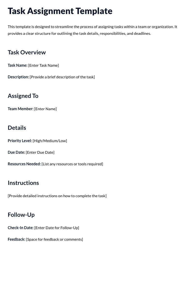 Task Assignment Template